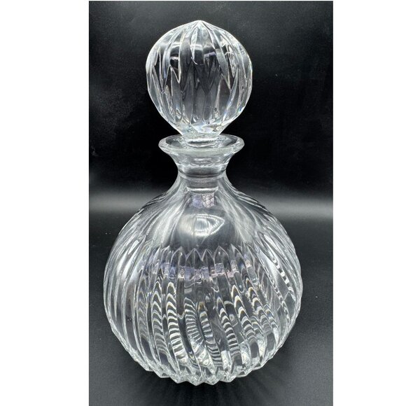 Vtg Towle Leaded Crystal Decanter Ribbed Swirl Design & Stopper Elegant Barware - Picture 1 of 11